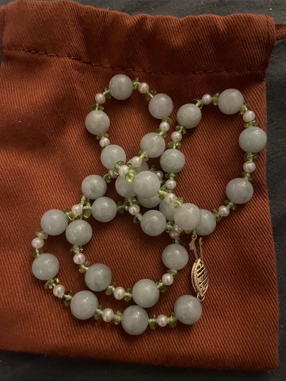 14kt-Green Jade Beaded Necklace